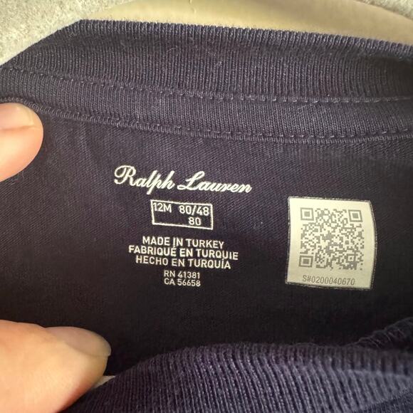 ❌SOLD❌ Ralph Lauren Polo PRL Navy Blue Long Sleeve T Shirt Size 12 Months Baby - Picture 2 of 5